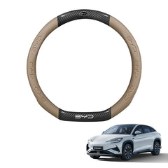 Carbon Fiber Style Nappa Leather Steering Wheel Cover For BYD